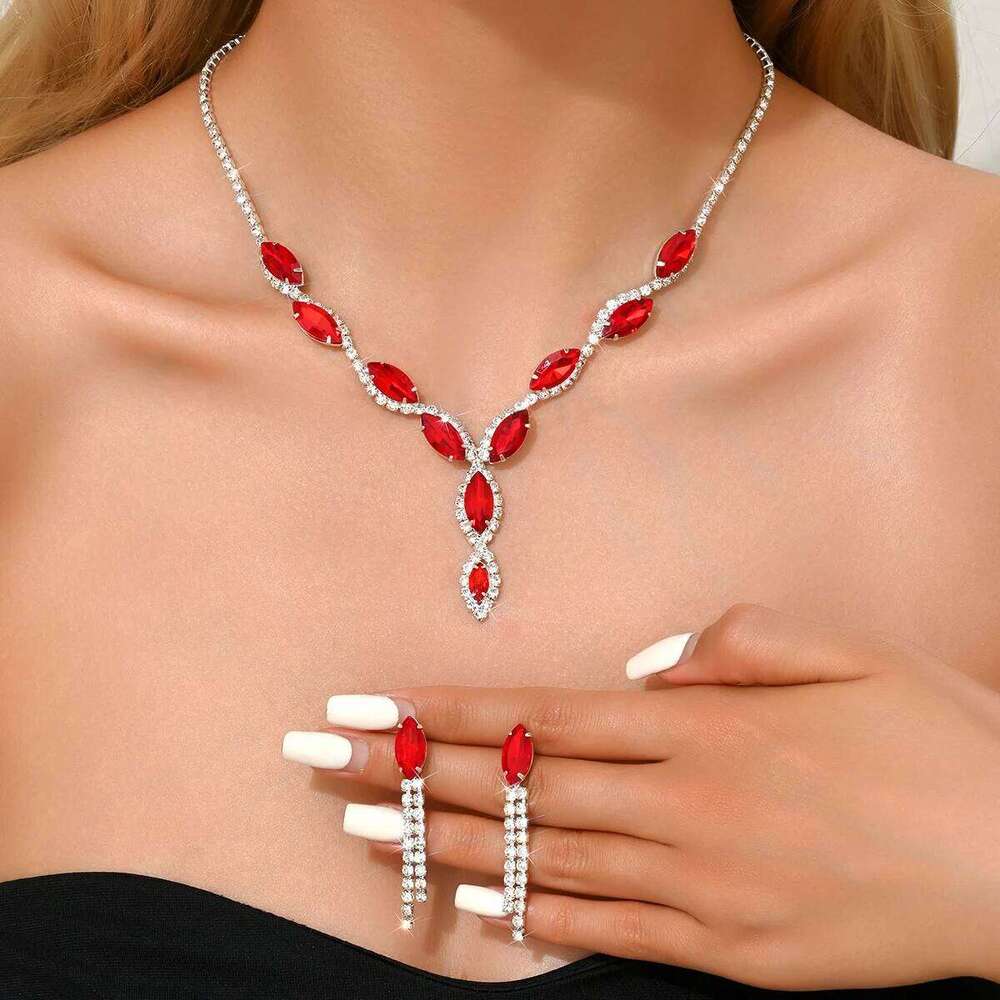 3 Pieces of Wedding Season Women's Claw Chain Series Crystal Earrings Necklace Jewelry Set Banquet Party Holiday Gift-8177 Z260313