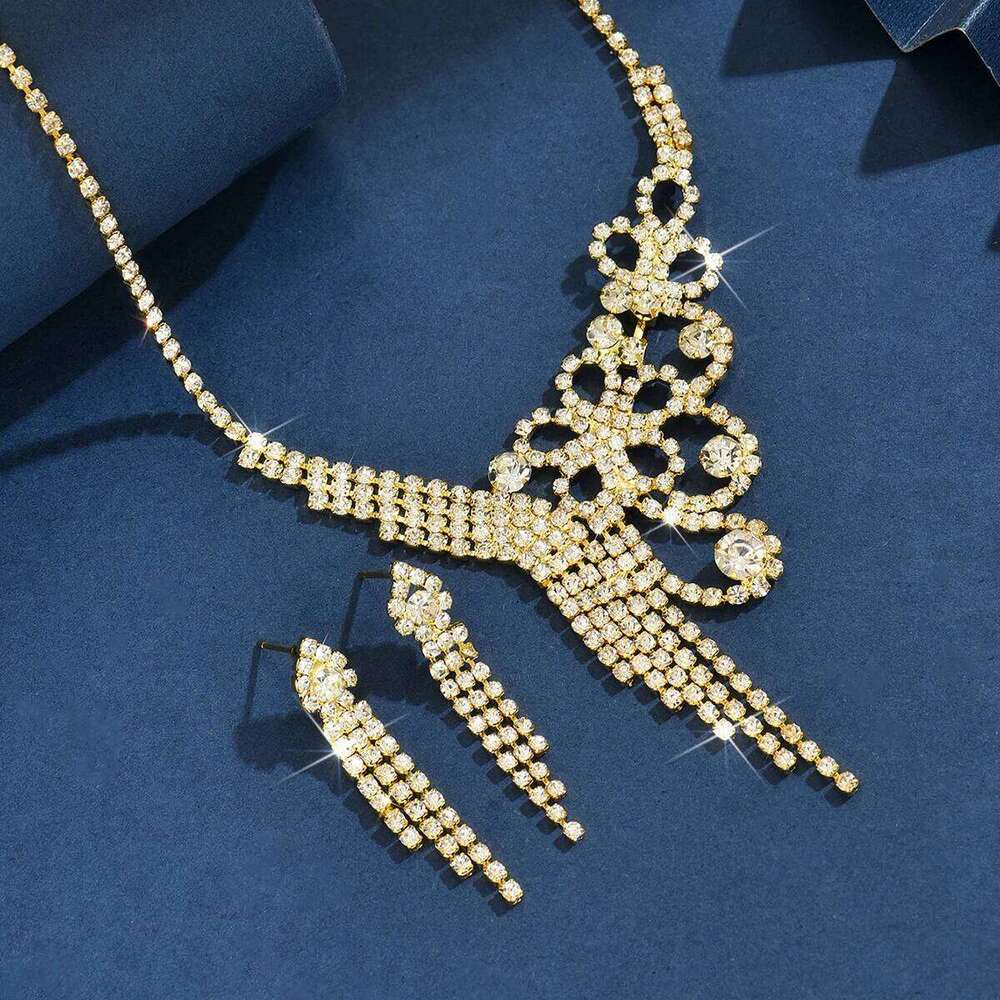 3PC Women's Fashion Flower Tassel Necklace Earrings Jewelry Set Suitable for Wedding, Party, Festival Gifts-8545 Z260313
