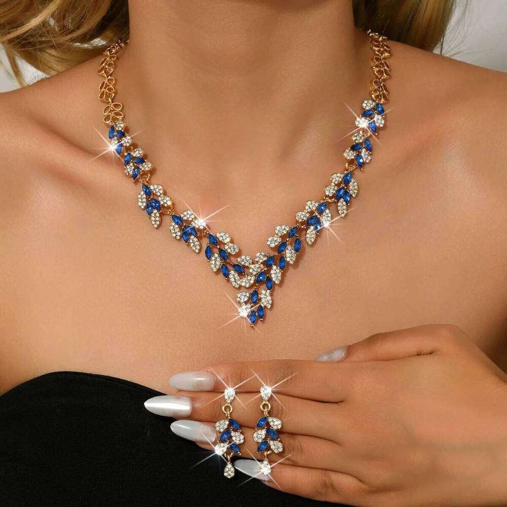 Cross border alloy necklace earring set, bride's wedding banquet dress, paired with women's jewelry Z260313