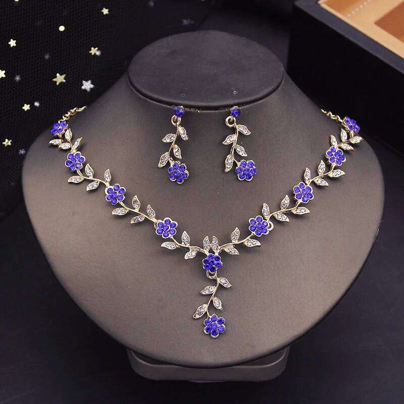 Rhinestone Bride Jewelry for Women Luxury Flower Choker Earrings Wedding Dress Bridal Necklace Sets Fashion Z260313
