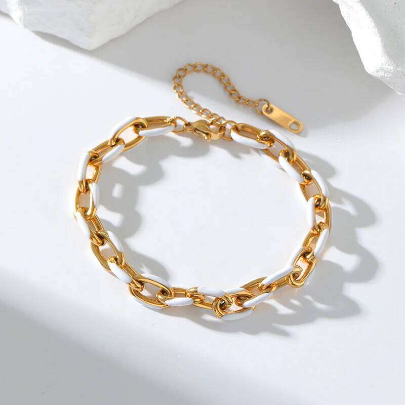 EILIECK 316L Stainless Steel Creative Enamel White Bracelet For Women Trendy Wrist Chain Waterproof Jewelry Gift Party Bijoux Z260313