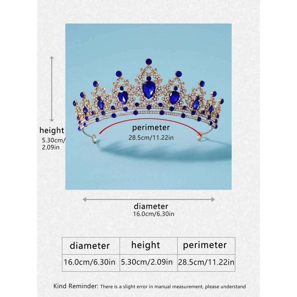 Itacazzo Bridal Headwear Crown Necklace Earrings Four Piece Set of Blue Colour Women's Exquisite Party Tiaras Z260313