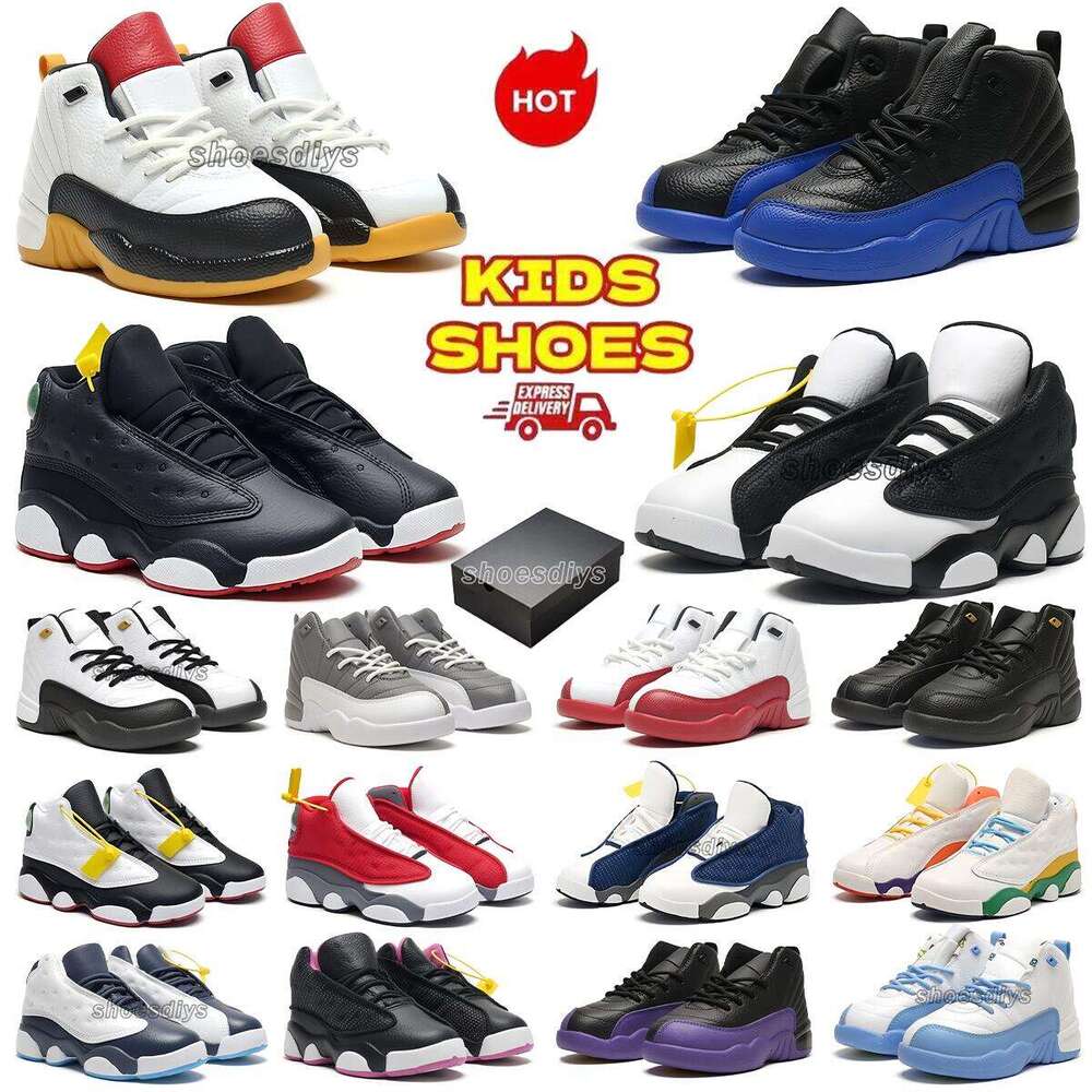 With Box Kids Shoes 12 13 Basketball Shoes Toddler 12s 13s Sneakers Children Running Shoes Designer Shoes Boys Girls Baby Trainers Thunder Children Outdoor Athletic
