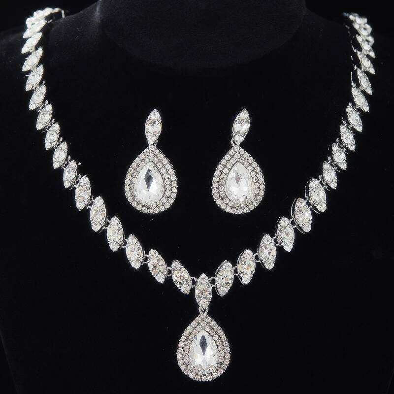 3PC Women's Fashion Luxury Water Drop Zircon Necklace Earrings Jewelry Set Wedding Banquet Party Holiday Gift Z260313