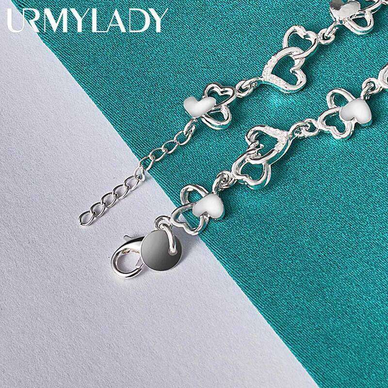 URMYLADY 925 Sterling Silver Heart Chain Bracelet For Women Wedding Engagement Party Fashion Jewelry Z260313