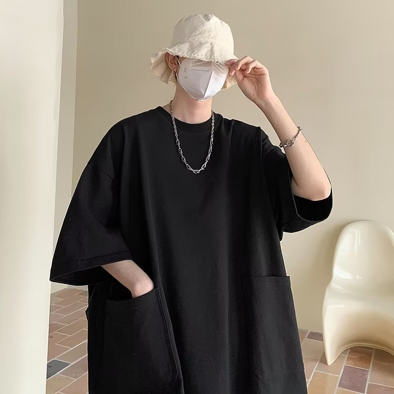 New Men's Workwear Designer T-shirt Short Sleeve Summer Oversize Trendy Polo American Designer Hoodie Hong Kong Style Halfsleeve Tee