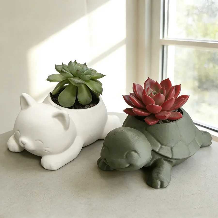 Cute Animal Succulent Planter Garden Sculpture Pot Creative 3D-Printed Gift for Nature Lovers Suitable for Friends and Family Y260314