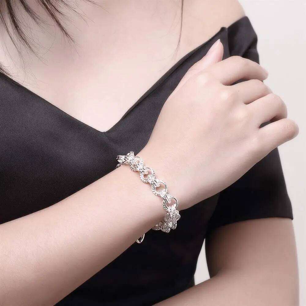 Fashion 925 Sterling Silver Ring Round Bracelets For Women Men Wedding Luxury Quality Jewelry Z260313