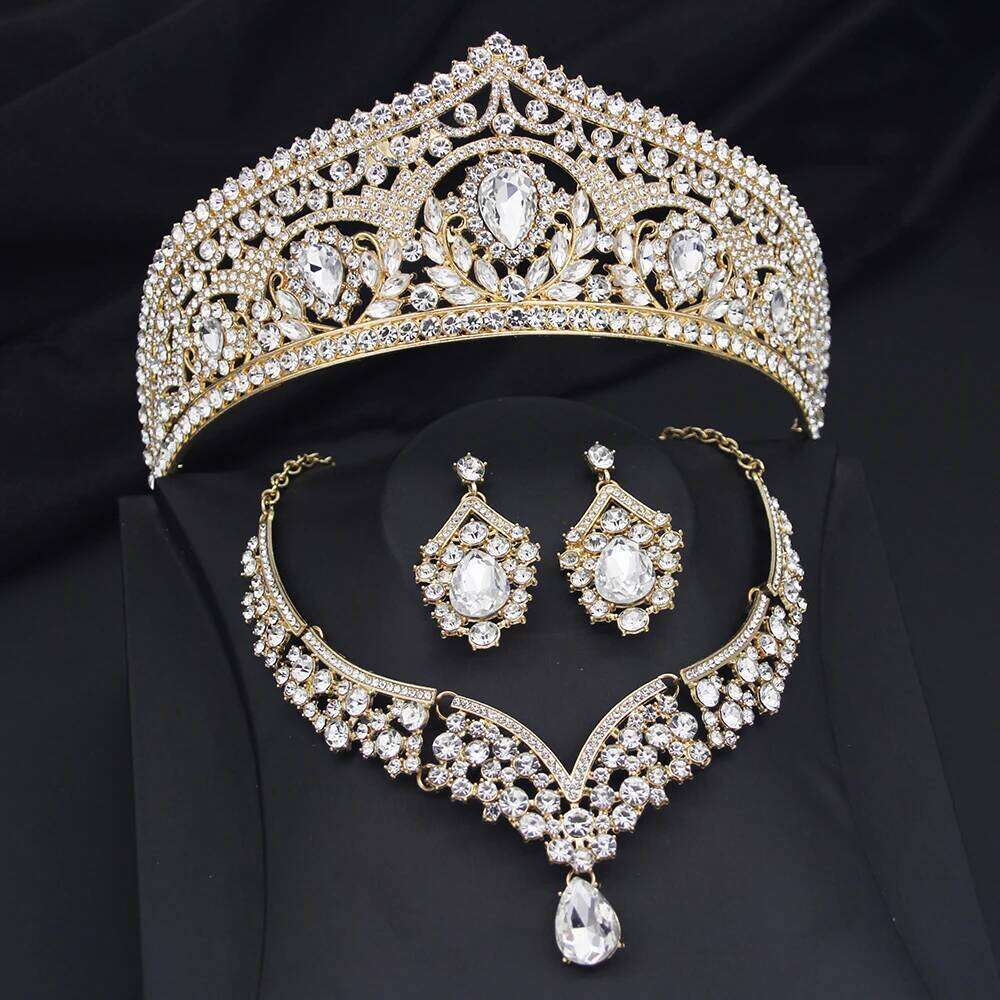 Princess Bride Crown Sets for Women Tiaras and Necklace Earrings Set Prom Bridal Wedding Birthday Jewelry Accessory Z260313