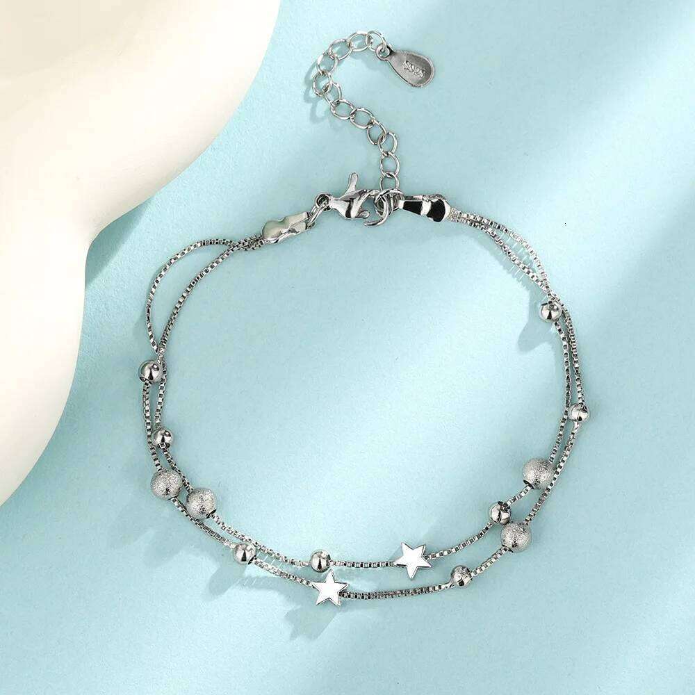 925 Sterling Silver Charm Bracelet for Women Fashion Korean Adjustable Beaded Star Chain Bracelets Party Fine Jewelry Gifts Z260313