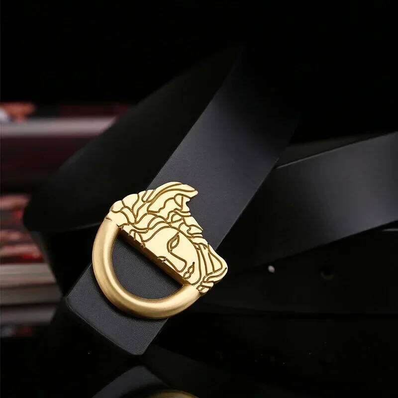 Trendy High-quality Yellow Half Face Buckle Casual Versatile Business Suit Men's Belt The Best Gift for Men Z260226