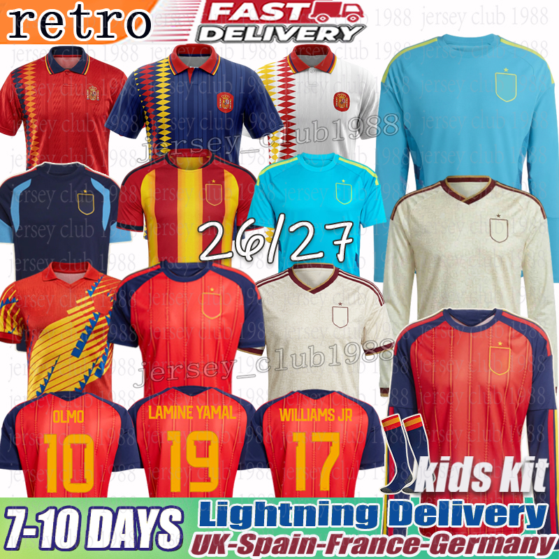 4XL Spain jersey 2026 Rodri Lamine Yamal Soccer Jersey Joselu Carvajal Pedri Ferran Olmo Zubimendi espana kid WILLIAMS National away Football Shirt Kids Kits retro