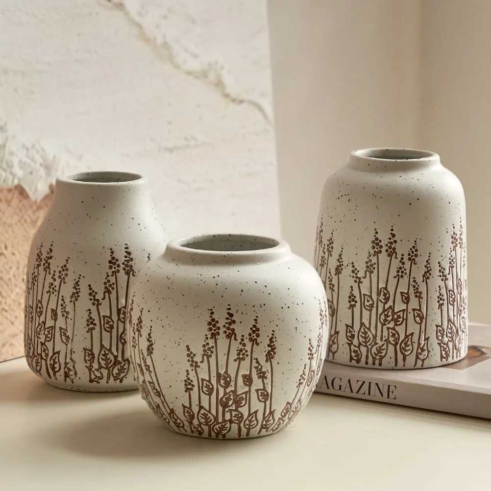 Countryside Style Ceramic Small Vase Lavender Water Nourishing Vase Living Room Table Decoration and Accessories Home Decoration Y260314