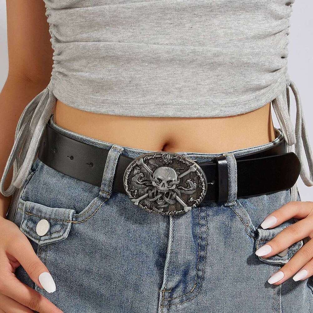 Punk Belts For Women High Quality Luxury Brand Skull with knife Rivet Unisex Waist Men Waistband Goth Belt for Jeans Z260226