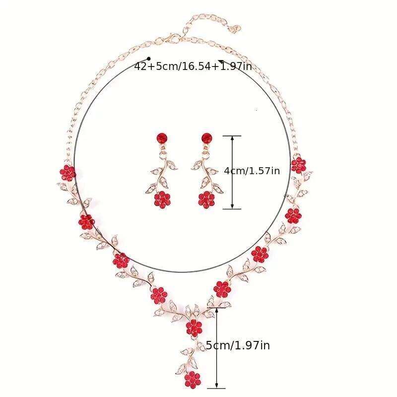 3 Pcs Sweet Jewelry Exquisite Rhinestone Pendant Banquet Party Women Fashion Romantic Crystal Necklace Earring Accessory Set Z260313