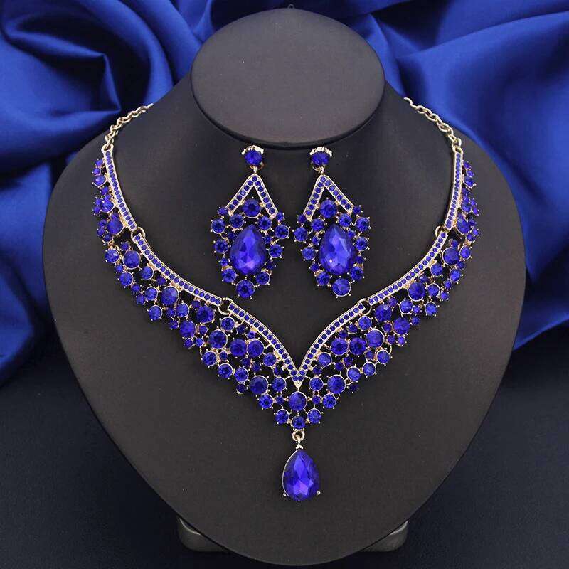 Wholesale Dangle Earrings and Choker Necklace for Women Bridal Set Colorful Dubai Jewelry Sets Fashion Z260313