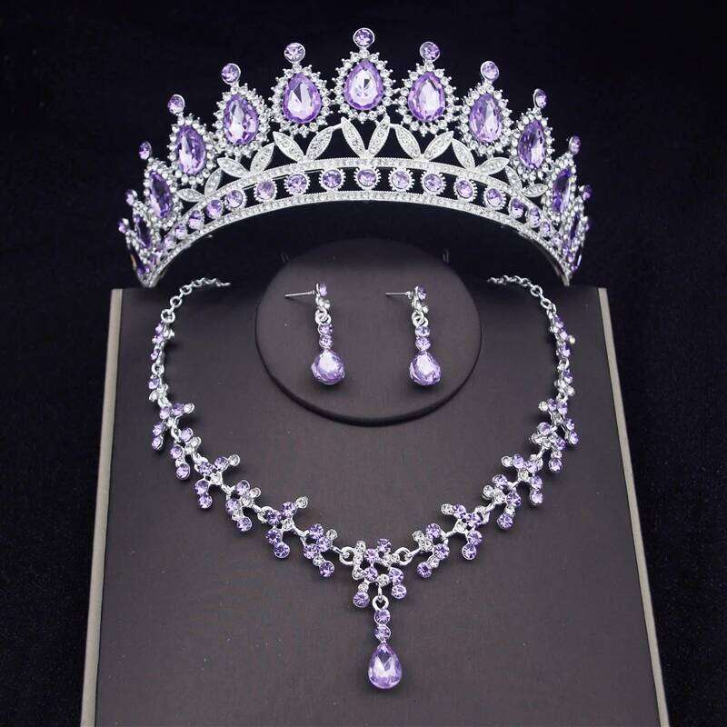 Princess Bridal Tiaras Jewelry Sets for Women Crown and Earring Necklace Set Birthday Party Wedding jewelry Bride Accessories Z260313