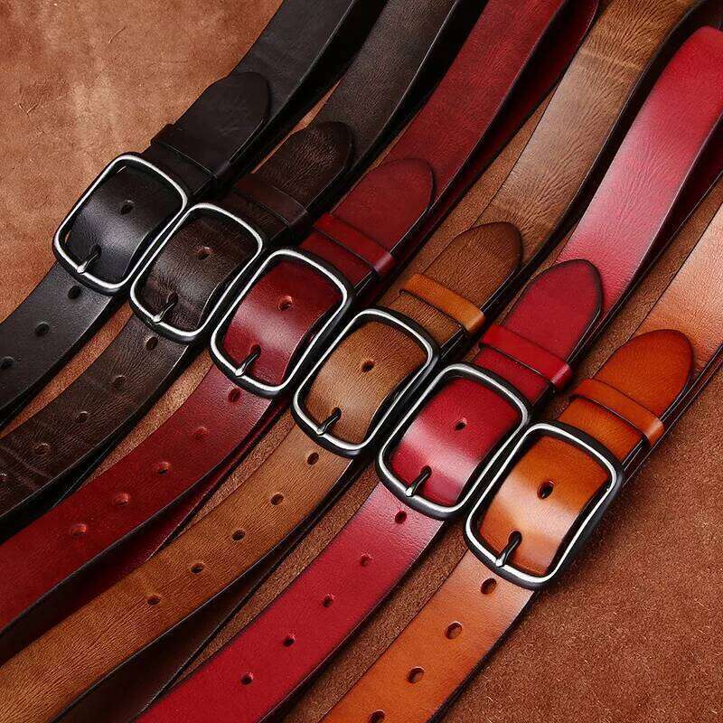 3.8CM Men High Quality Genuine Leather Belt Luxury Pin Buckle Belts Thick Cowskin Fashion Vintage Strap Male Jeans for Man Z260226