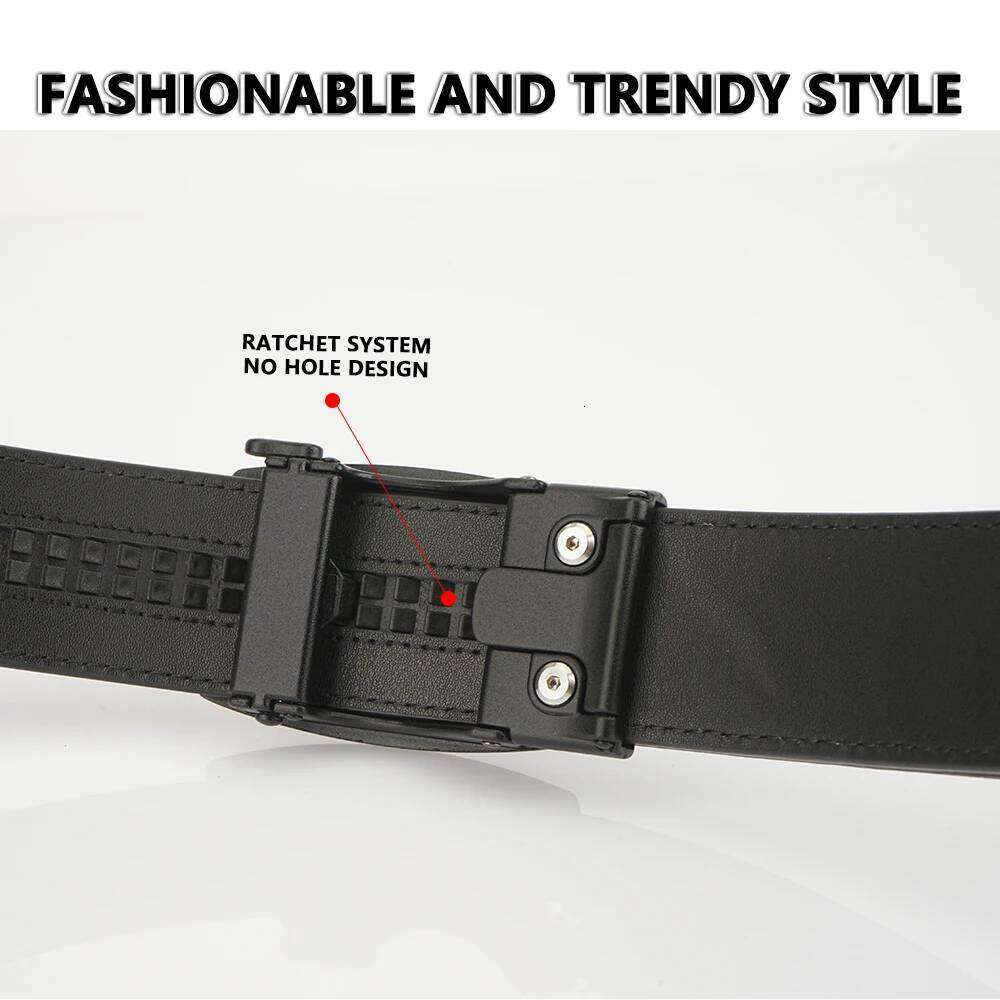 TUSHI New Mens Leather Belt Automatic Available Leisure Fashion Ratchet Military Belts for Men Pants Waistband Z260226
