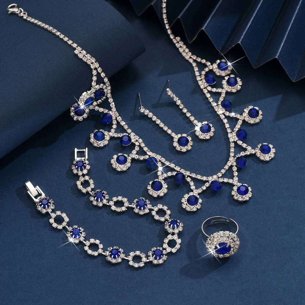 5PC Women's Fashion Geometric Flower Necklace Earrings Bracelet Rings Jewelry Set Wedding Party Festival Gift-8533 Z260313