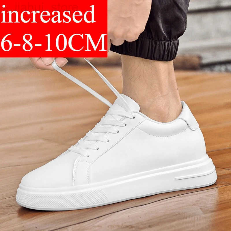 New Mens Sneakers Elevator Shoes Heightening Height Increase Insole 6-10CM High Heels Shoes Leather Sport Shoes Men Shoes H260325