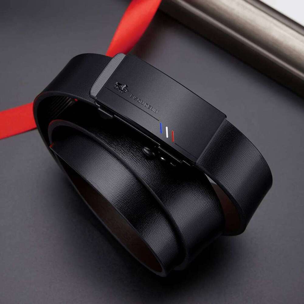 BISON DENIM Male Belt Luxury Brand Automatic Men Cowskin Waist Strap Fashion Genuine Leather Men's Belts For Jeans Z260226
