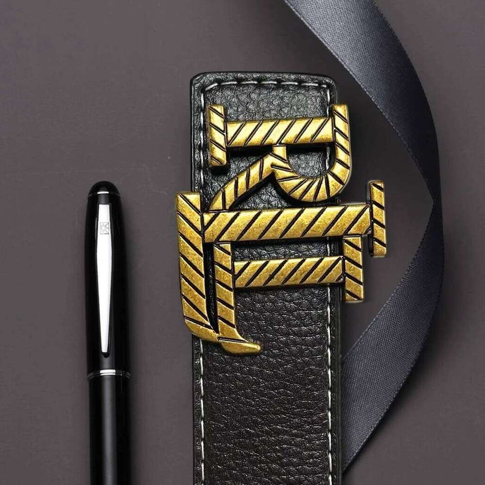 Men's Black PU Leather with RLL Print Design Versatile Multi-Color Business Casual Formal Belt for Jeans Trousers Gift Z260226