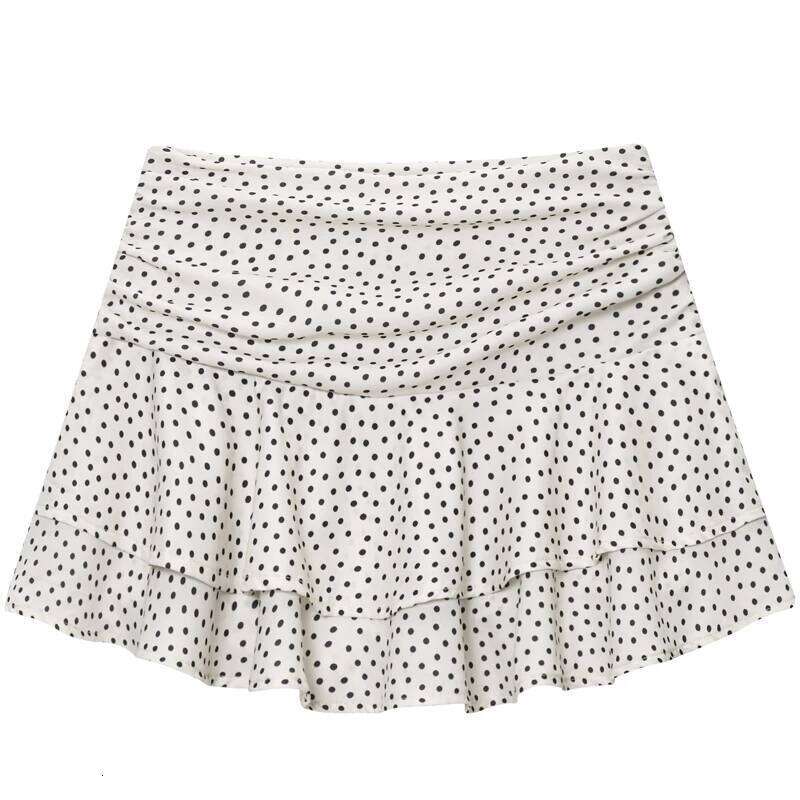 HXAO Women's Polka Dot Layered Summer 2025 Boho Ruffle Mini Skirt Shorts Elegant Female Wrap Pleated Culottes Z260314