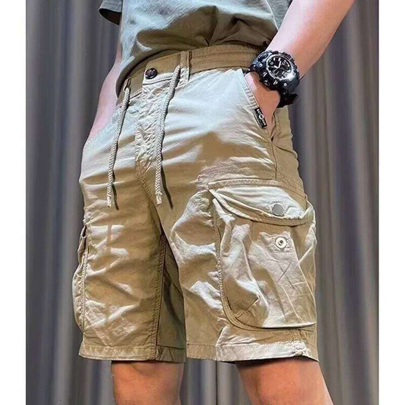 Hot Sale Multiple Pockets Solid Color Length Mid Trousers Men New 2025 Summer Cargo Shorts Male Fashion Loose Fit Casual Pants Z260314