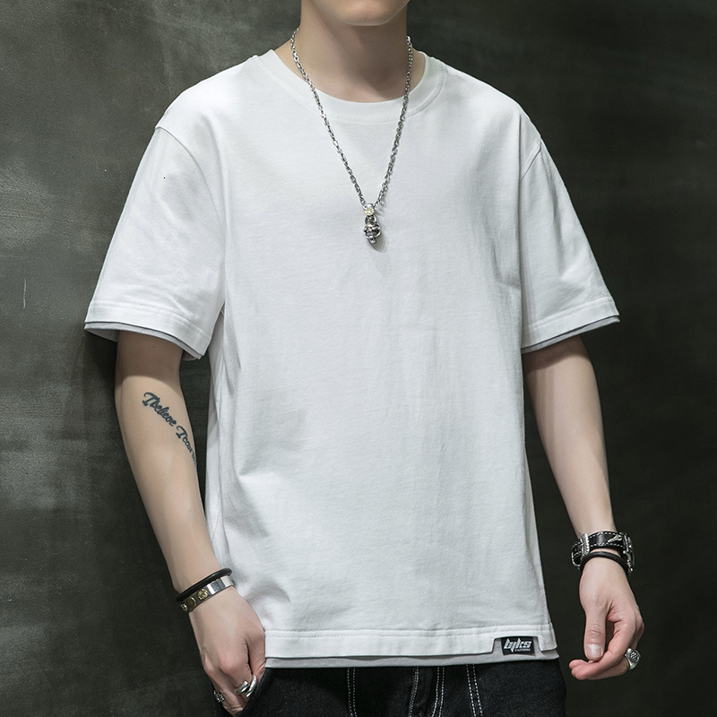 Summer Shortsleeve Designer Hoodie For Men Hong Kong Style Round Neck Tee Polo Top Trendy Designer T-shirt Halfsleeve Men's Plussize