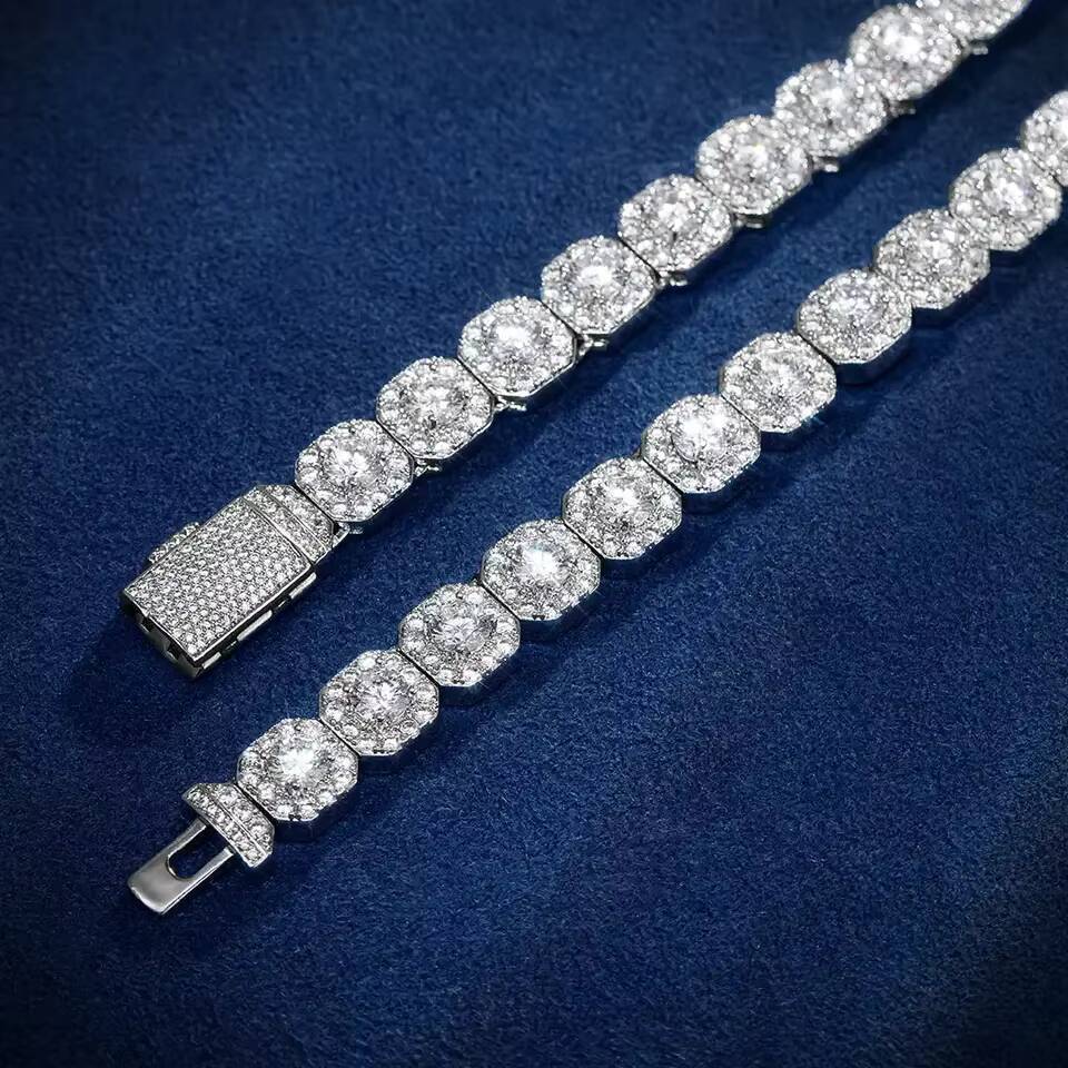 Fine Jewelry 6mm Men Simple Design VVS Moissanite Diamond Custom Silver Tennis Hip Hop Tennis Chain Bracelet Necklace