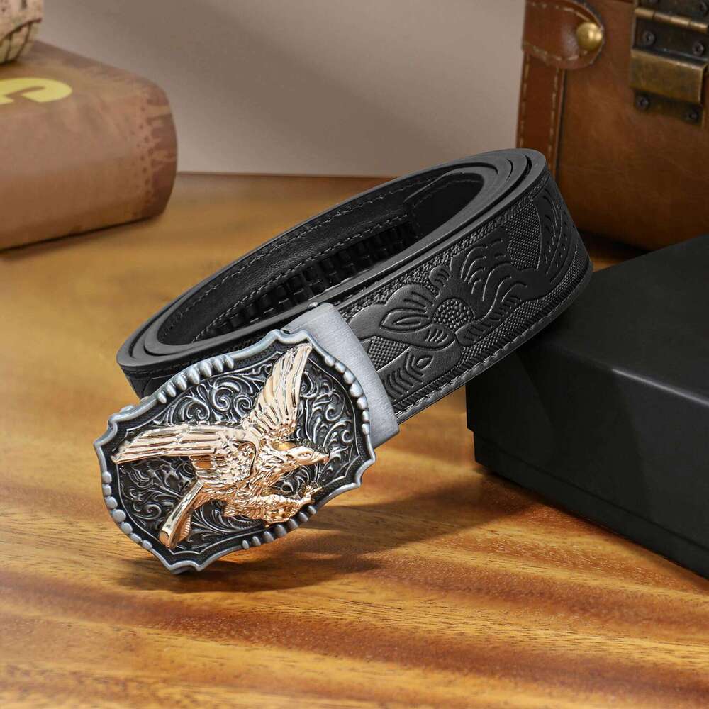 2 Pack Western Belt, Faux Leather Slide Ratchet Men, Men's Belt with Automatic Click Buckle for Jeans, Fa Z260226