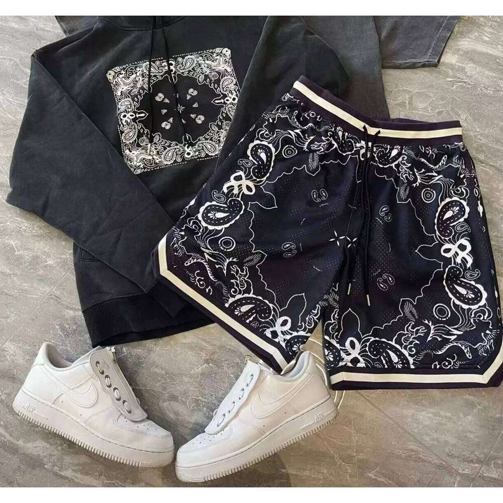 Summer Fashion Brand Basketball Pants Quick Drying Breathable Fitness Casual Sports Shorts Cashew Flower Print Z260314