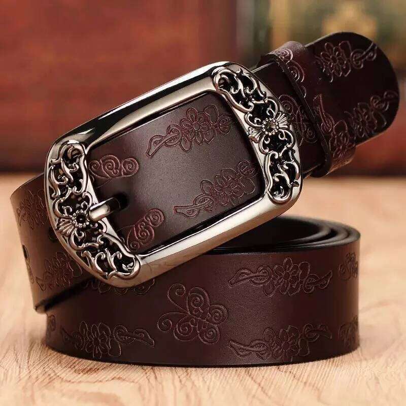 Genuine Leather Belts Women Second Layer Cowskin Woman Vintage Pin Buckle Strap Jeans Belt for Men Z260226