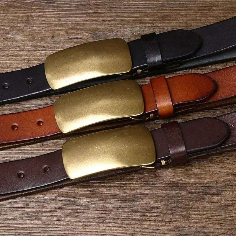 Brass retro old vegetable tanned men's niche genuine leather personalized handmade first layer cowhide belt Z260226