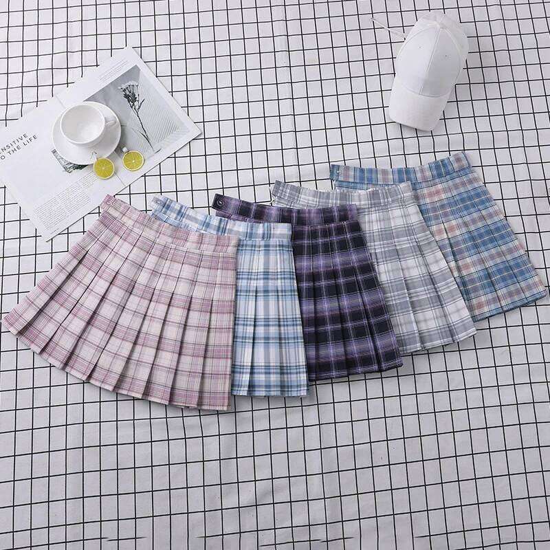Plaid Pleated High-Waist Women's 2022 Summer A-Line Korean College Style School Girls Eam Dance Clothing Mini Short Skirt Z260314