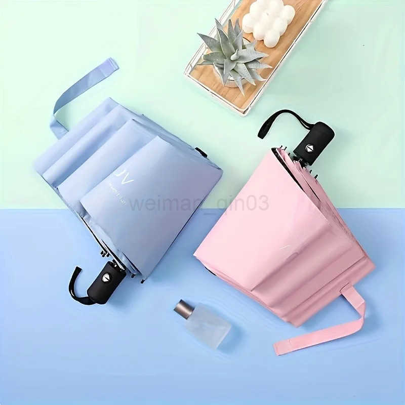 8-Rib Automatic High Quality Umbrella - One-Touch Open/Close Compact Foldable Design for Men Women Navy Black Business H260314