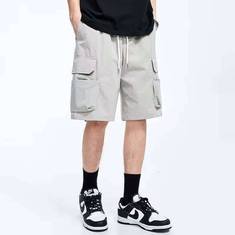 Overalls short men's summer style baggy straight cropped pants Z260314