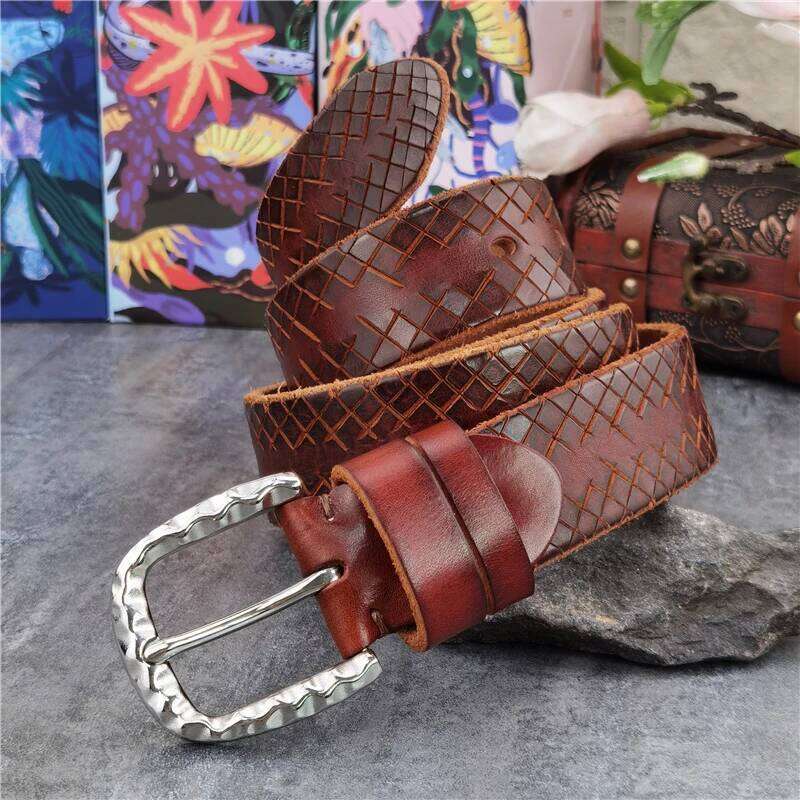 Stainless Steel Buckle Luxury Belt Fashion Carving Leather Belts For Men Ceinture Male SBT0020 Z260226