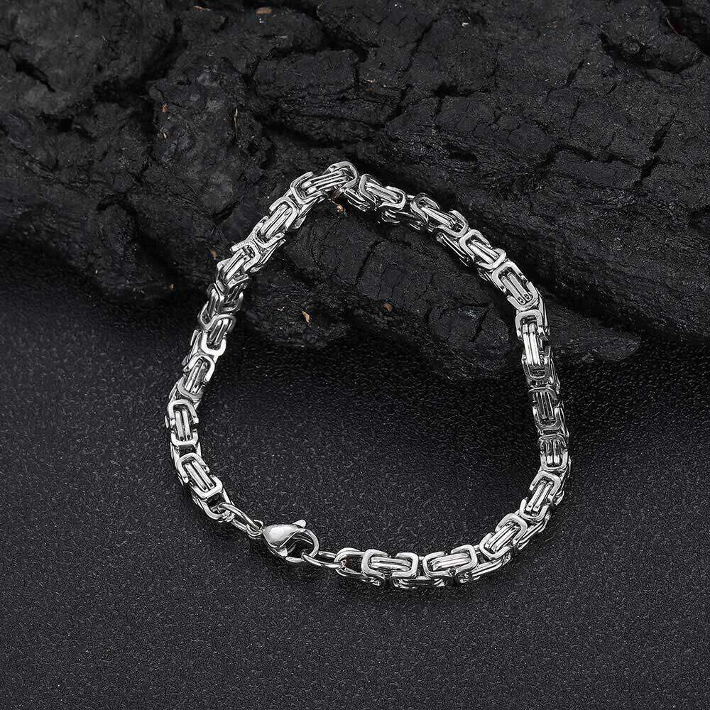 Punk Fashion 4mm Byzantine Link Gold Silver Color Stainless Steel Hand Chain Bracelet for Men Women Party Vintage Jewelry Z260313