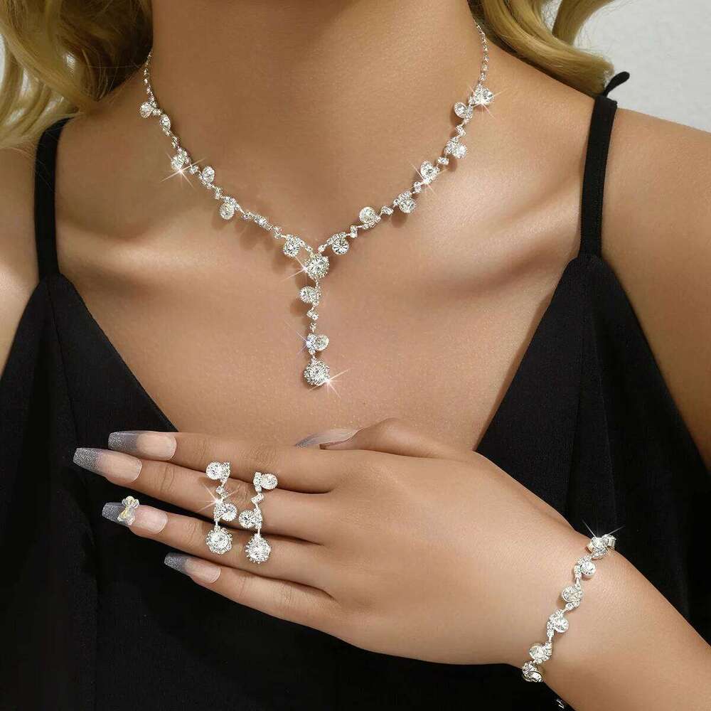 4PC Women's Copper Claw Chain Trendy Flower Necklace Earrings Bracelet Jewelry Set Wedding Banquet Party Holiday Gift Z260313