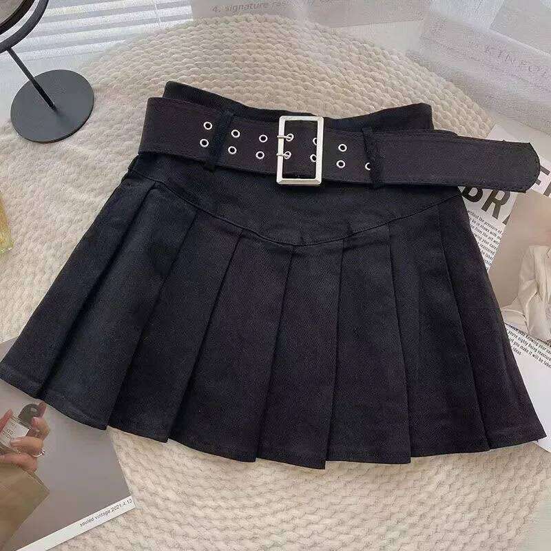 Xpqbb Summer Pleated Skirt Women Korean Fashion with Belt Mini Girl Kawaii High Waist School Uniform A-Line Short Skirts Z260314