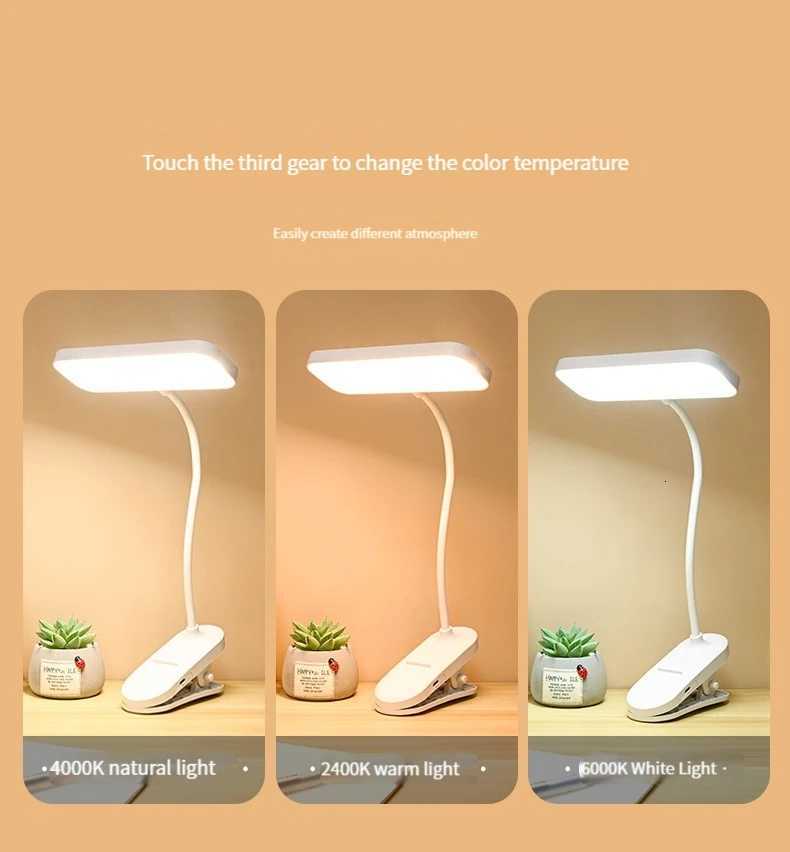 LED Clip-On Desk Lamp 3-Color Temperature Adjustable Touch Control Ideal for Office Work Student Study and Reading Y260314