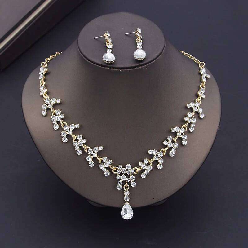 Luxury Purple Crystal Bridal for Women Earring Wedding Choker Necklace Set Bride Jewelry Sets Accessories Z260313