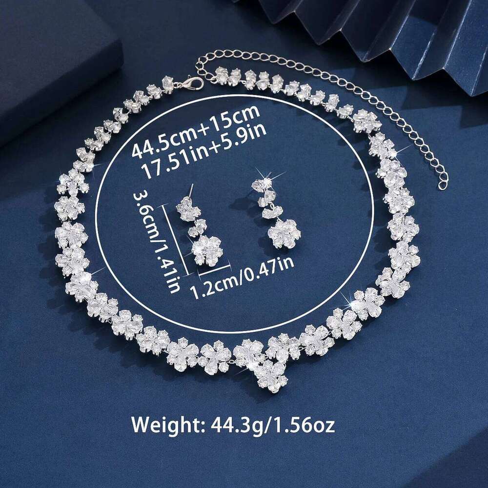 3PC Women's Fashion Zircon Flower Necklace Earrings Jewelry Set Sweet Wedding Party Festival Gift-8569 Z260313