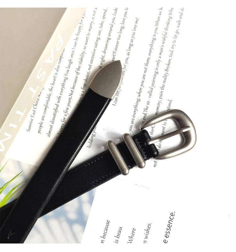 Simple Design Women Full-grain Leather Belts Men Jeans Silver Metal Buckle Ceintures Real Cowskin Adult Unisex Cinto Belt Z260226