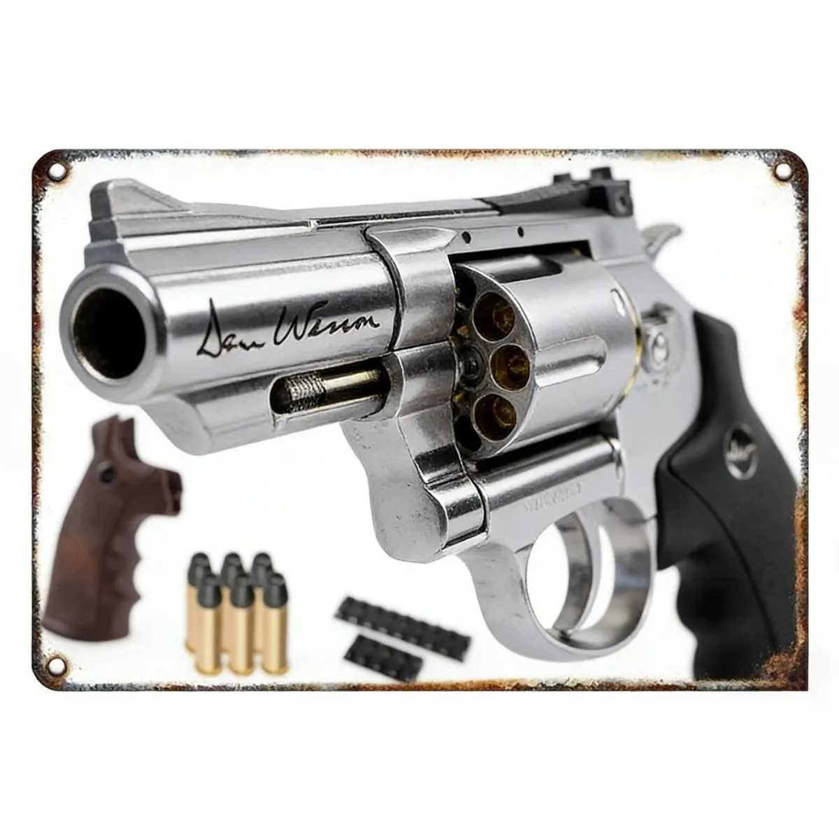 1pc 2D Flat Metal Pistol Military Sign Vintage Style Wall Decor for Man Cave Bar Cafe and Home D260314