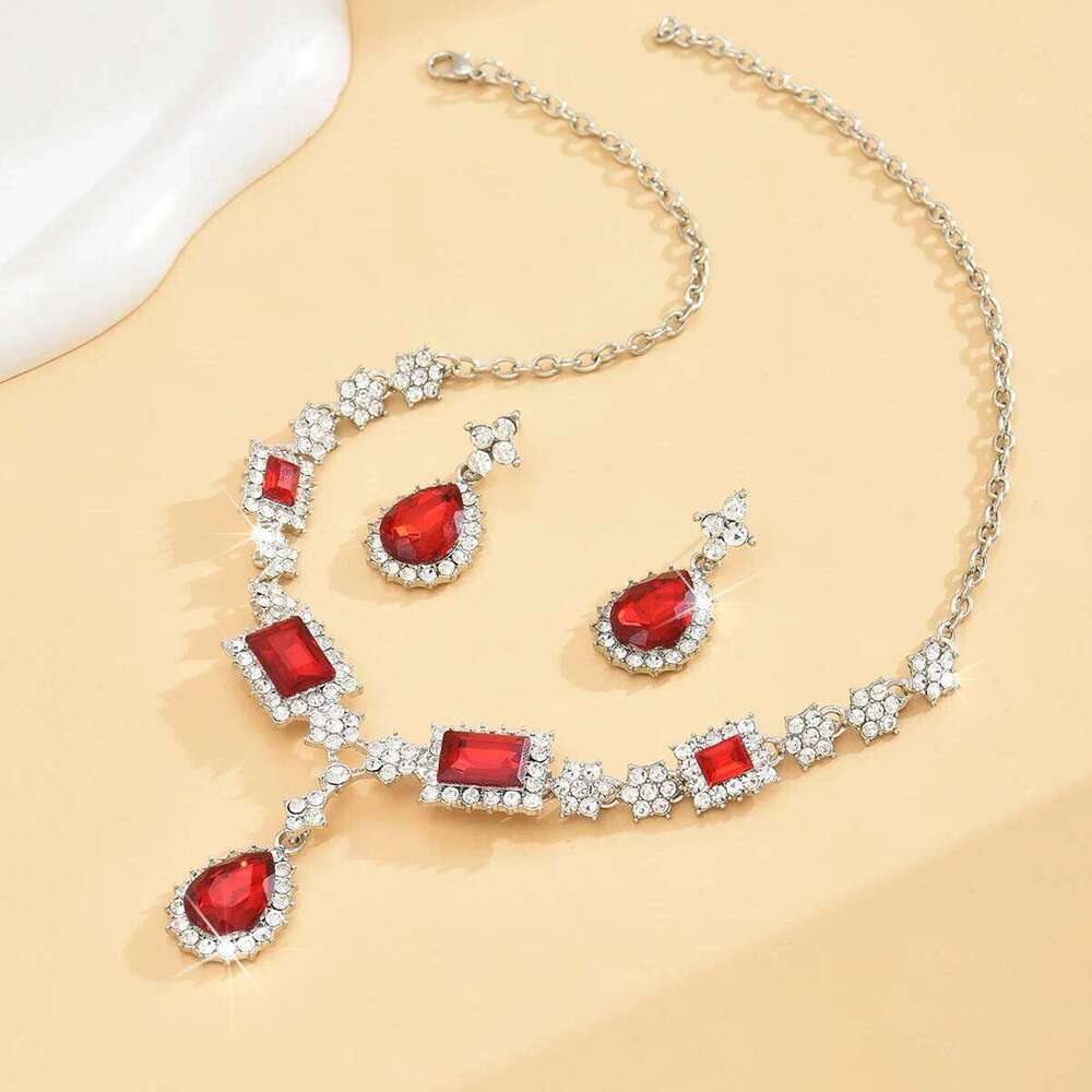 Ladies' fashionable design, geometric necklace, earrings, jewelry set suitable for weddings, gatherings, holidays, gifts Z260313