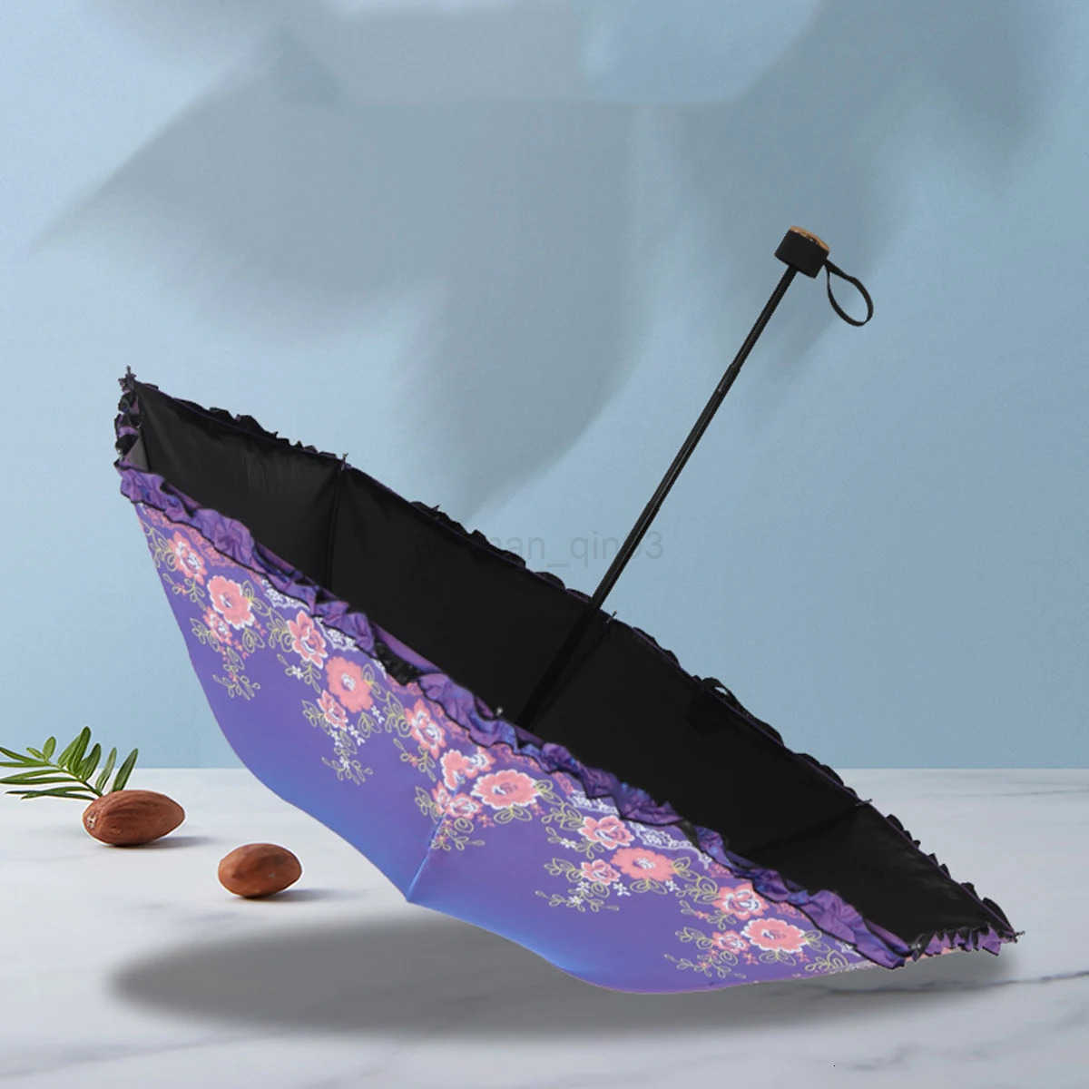 1pcs Lace Embroidery Parasol Anti-UV Folding Umbrella UPF50 Vintage Flower Embroidery Umbrella Princess Umbrella Gift Umbrella H260314