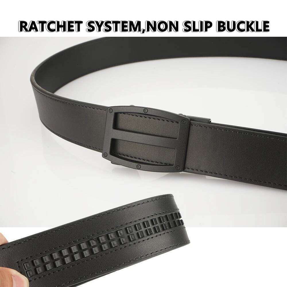 TUSHI New Mens Leather Belt Automatic Available Leisure Fashion Ratchet Military Belts for Men Pants Waistband Z260226